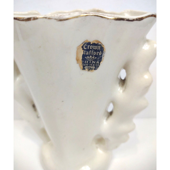 Vintage Staffordshire Style Rose Vase Crown Stafford China 5.5” Tall - Picture 7 of 8